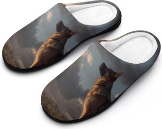 Generic German Shepherd God Men Slippers Funny House Shoes Cotton Slipper for Indoor Outdoor