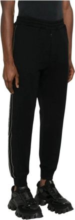 Alexander McQueen Sweatpants, male, Black, S, Tape Detail Cuffed Joggers Black
