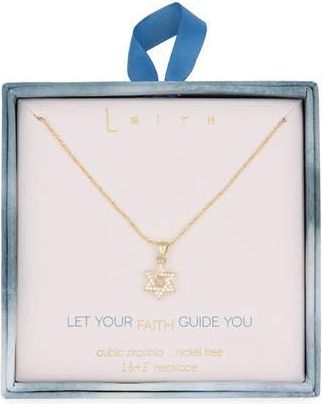 Leith Star of David Pendant Necklace in Clear- Gold at Nordstrom Rack