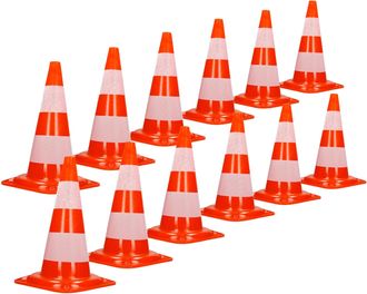 ECD Germany Ecd Germany - 12x Cono De Tr&aacute;fico Obra Pieza De Se&ntilde;alizaci&oacute;n Emergencia Color Naranja Y Blanco 47 Cm De Altura En Pvc Fuerte Y Robusto Pil&oacute;n De Seguri