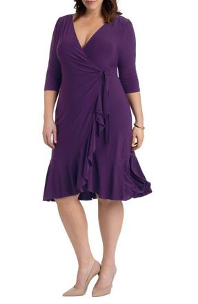 Kiyonna Whimsy Wrap Dress in Plum Passion at Nordstrom, Size 0X