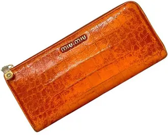 Miu Miu Orange Leather Long Wallet (Bi-Fold) (Pre-Owned)