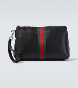 Gucci Pouch Trademark de piel con Web