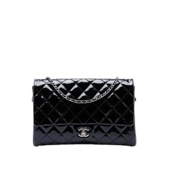 Chanel Pre-owned Quilted Patent Leather Shoulder Bag - Dames - Pre-owned - Zwart - Maat: ONE Size Leer