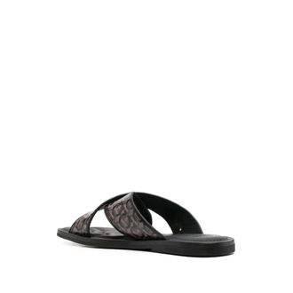 Ferragamo Gancini Crossover Strap Sandals - Black
