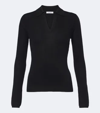 Max Mara Ribbed-knit silk and cashmere polo sweater