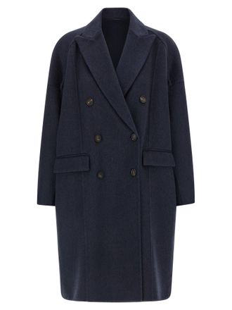 Brunello Cucinelli Cashmere Coat Coats And Trench Coats Blue