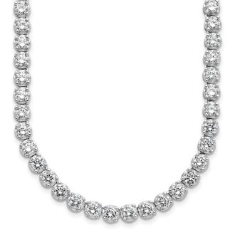 Diamond2Deal Sterling Silver Cubic Zirconia Tennis Necklace 18