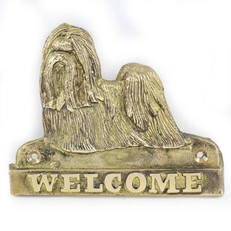 OEM Shih Tzu, Shi Tsu, Shi-tzu, Szi-cu, Szitzu: Un Cartel Para Puerta Con Un Perro, Una Placa De Bienvenida De Lat&oacute;n, Un Cartel &Uacute;nico Con La Inscripci&oacute;n W