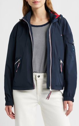 Tommy Hilfiger Hooded Windbreaker Jacket in Navy at Nordstrom, Size X-Small