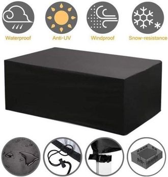 No Brand Funda Negra Oxford Para Muebles De Jard&iacute;n, 213 X 132 X 74 Cm, Para Mesa Y Sillas De Comedor De Exterior