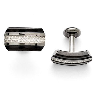 Diamond2Deal Titanium Black Ti Sterling Silver Polished Cuff Links