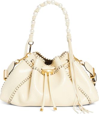 Jimmy Choo London Bon Bon Fringe East/West Bucket Bag in Buttermilk/Gold at Nordstrom