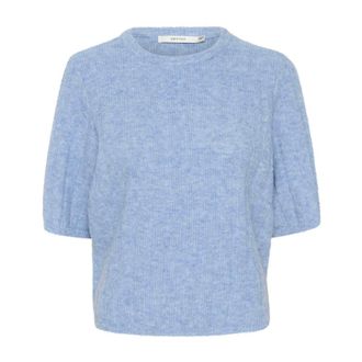 Gestuz Round-neck Knitwear, female, Blue, S, Alphagz Ss Tee Noos Strik
