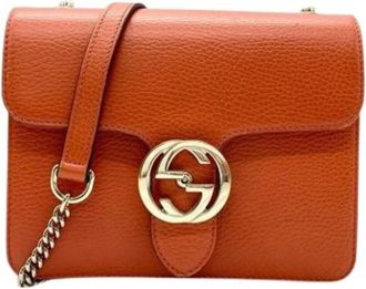 Gucci Pre-owned Leren Crossbodytas - Dames - Vintage Schoudertas - Oranje - ONE Size - Leer - Vintage