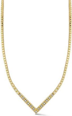 Glaze Jewelry Cubic Zirconia V Tennis Necklace in Gold at Nordstrom Rack