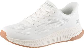 Skechers Slip-On Sneaker SKECHERS BOBS SQUAD 4, Damen, Gr. 35, weiss (wei&szlig;), Mesh, Synthetik, Schuhe Slip-On Sneaker, Slipper, Freizeitschuh, Halbschuh mit Mem