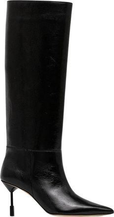 Msgm Puntlaarzen tot over de knie - Dames - Laarzen met Hak - Zwart - 40 EU - Leer - Schoenen