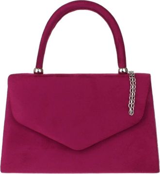 Girly HandBags Womens Top Handle Faux Suede Clutch Bag Grab Holder Small Dark Rose