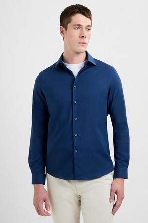 French Connection Mens Blue Modal Wool Blend Slim Fit Long Sleeve Button-Up Shirt - Size X-Large