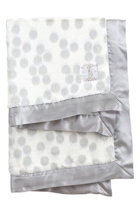Little Giraffe Confetti Satin Trim Blanket in Silver at Nordstrom