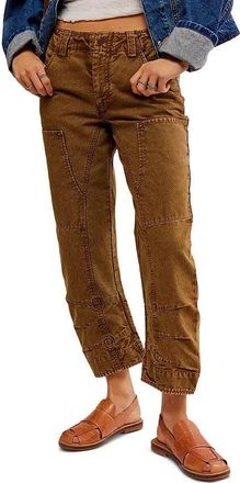 Free People Supersonic Pants Womens Breen Cotton Slim Fit Ankle Cropped DDR461