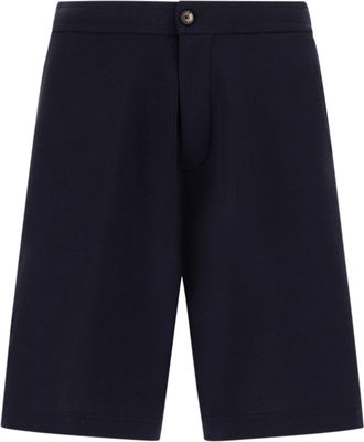 Herno Tailored Blue Shorts with Button Closure