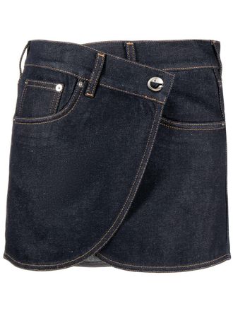 Coperni denim wrap miniskirt - women - Cotton/Polyester/Cotton - 42 - Blue