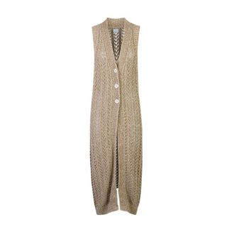 Eleventy Maglia Cardigan Smanicato - female - Eleventy - Long Knitwear - Beige - XS - Knitwear