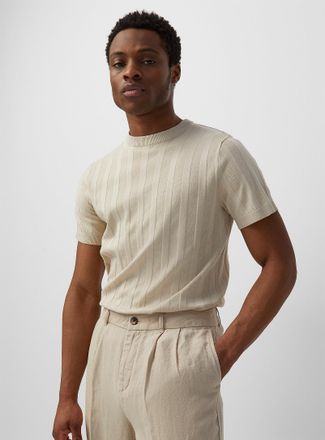 Lindbergh Mens Mixed-ribbed knit sweater