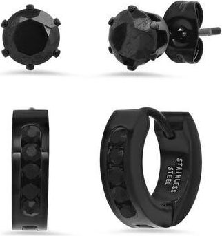 HMY Jewelry Black IP 2-Piece Crystal Earring Set at Nordstrom Rack