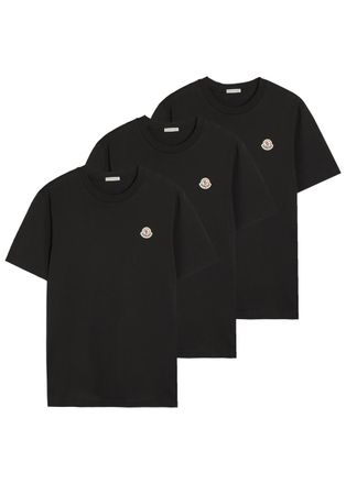 Moncler Logo Cotton T-shirt - set of Three - Black - Xxl