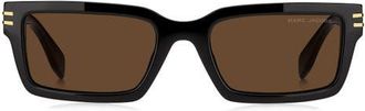 Marc Jacobs 54mm Rectangular Sunglasses in Black/Brown at Nordstrom