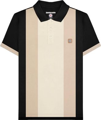 Lambretta Heren Vintage poloshirt met panelen (Zwart)