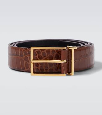 Tom Ford T Loop croc-effect leather belt