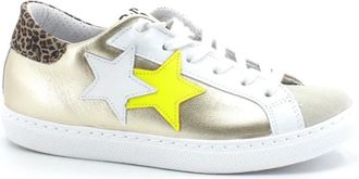 2Star Low Retro Geo Sneaker - Dames - Sneakers - Geel - 40 EU - Leer - Schoenen