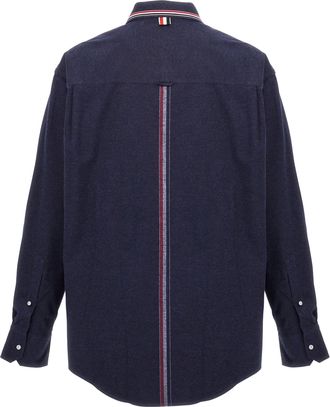 Thom Browne Cotton Flannel with RWB Collar Shirt - Navy