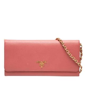 Prada Pre-owned Wallet on Chain - Dames - Pre-owned - Roze - Maat: ONE Size Leer