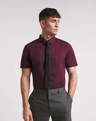 Jacamo Wine Short Sleeve Formal Shirt Reg