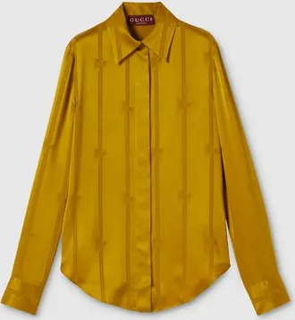 Gucci Equestrian Silk Jacquard Shirt, Brown, Ready-to-wear