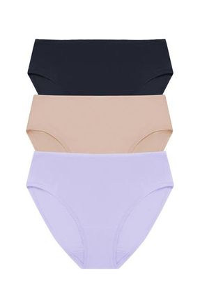 Natori Bliss Bare Cotton Hipster 3-Pack in Storm Cloud/lt Mocha/purpl Prl at Nordstrom, Size Xx-Large