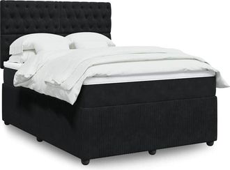 vidaXL Vidaxl - Cama Box Spring Con Colch&oacute;n Terciopelo Negro 140x190 Cm