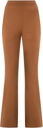 Alberta Ferretti Elegante Palazzo Broek met Hoge Taille - Dames - Wijde Broeken - Bruin - L - Wol - Broeken