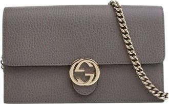 Gucci Borsa a tracolla GG in pelle stampa Dollaro e catena 2016-2025 - Grigio
