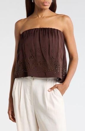 A.L.C. Dalia Eyelet Strapless Top in Ganache at Nordstrom Rack, Size X-Small
