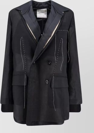 sacai silk organza blazer double breasted tailoring