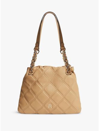 Tommy Hilfiger Womens Quilted Mini Tote Bag - Classic Khaki