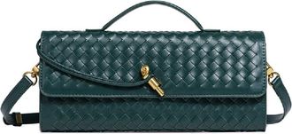 Generic Woven Crossbody Bags for Women,Handwoven Small Purses for Women, Trendy Shoulder Bag womens crossbody bag, long bag (Dark Green)