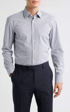 BOSS Hank Kent Slim Fit Performance Stretch Cotton Dress Shirt in Dark Blue at Nordstrom Rack, Size 15 - R