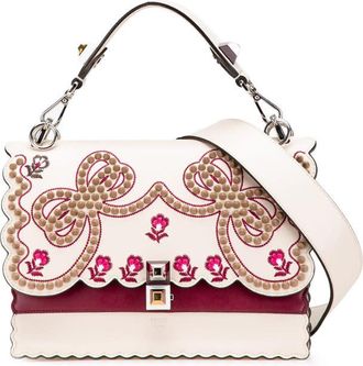 Fendi Pre-owned Fendi Medium Vitello Liberty Lucido Flowers and Bows Scalloped Studded Kan I Satchel Ladies 8BT283 A1LF 188 0501